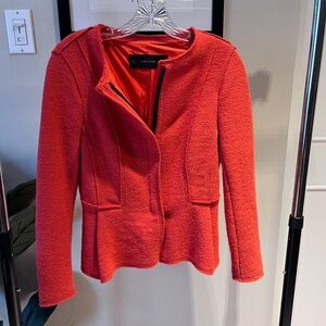 Zara Basic Textured Orange Peplum Jacket - Size S